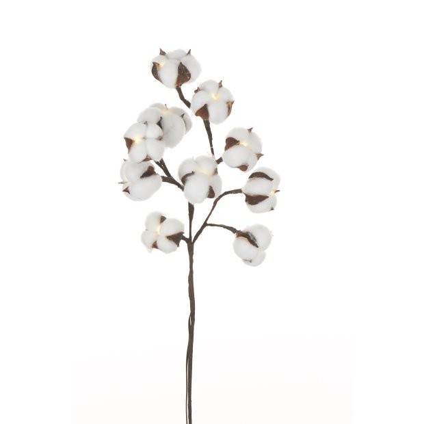 LED Pflanze Dekozweige Baumwollzweige Lichterzweige Dekoration 50cm hoch Timerfunktion inkl. Batterien 10 warmweiße LED