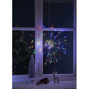 LED Eiskristallleuchte 90 LEDs Ø50cm für Innen und Außen mit Timerfunktion 10m - Silber RGB