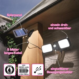 Solar LED Strahler mit Bewegungsmelder integrierter Timer 4000K Farbtemperatur