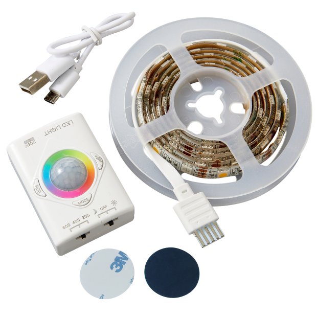 Aufladbarer LED Streifen 100cm Farbwechsel Bewegungsmelder Innenbereich Schrankleuchte 1100mAh RGB