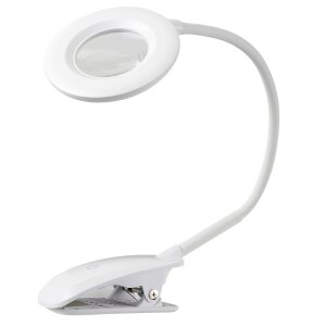 Lupenlampe mit Akku Aufladbar Kabellos Lupenleuchte 3x Vergrößerung 1200mAh Li-Io Akku - Clip-Lampe