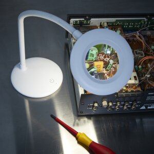 Lupenlampe mit Akku Aufladbar Kabellos Lupenleuchte 3x Vergrößerung 1200mAh Li-Io Akku - Tischlampe