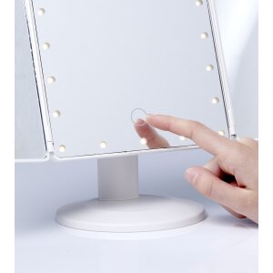 LED Kosmetikspiegel mit Standfuß, verstellbarer Farbtemperatur, dimmbarem - Eckig
