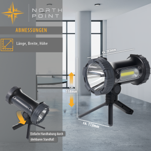 Aufladbarer LED Akku Handstrahler Taschenlampe Baustrahler Baulampe 10W 4400mAh Powerbank