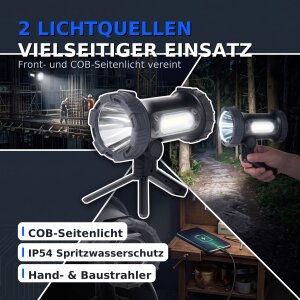 Northpoint LED Akku Handstrahler 10W 4400mAh Powerbank Taschenlampe Baustrahler mit Standfuß
