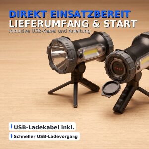 Northpoint LED Akku Handstrahler 10W 4400mAh Powerbank Taschenlampe Baustrahler mit Standfuß