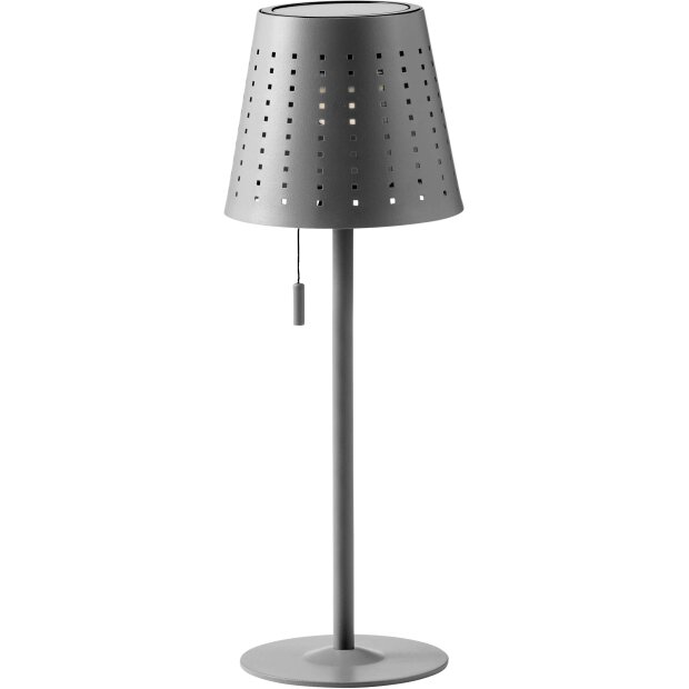 LED Outdoor Tischleuchte Grau wiederaufladbar 2200mAh Akku Metall Solar Wasserfest dimmbar 3 Stufen