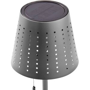 LED Outdoor Tischleuchte Grau wiederaufladbar 2200mAh Akku Metall Solar Wasserfest dimmbar 3 Stufen