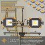 LED Baustrahler mit ausziehbarem Stativ 100W 5m Netzkabel ca. 9000 Lumen Lichtleistung mit rückseitigem Schalter und Steckdose