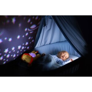 LED Plüschtier Sternenprojektor Nachtlicht mit 13 Schlummermelodien / waschbar / Lautstärke - Löwe