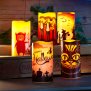 LED Halloween Kerzen Echtwachs verschiedene Modelle Flackerlicht Grinsekatze