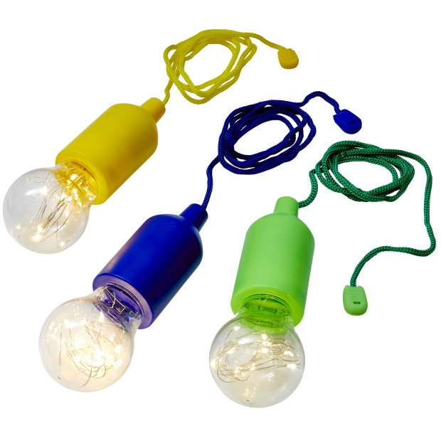 LED Ziehlampe verschiedene Farben 3er Set Gelb / Blau / Grün mit Mikro-LEDs