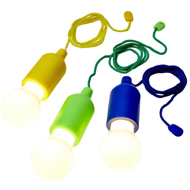 LED Ziehlampe verschiedene Farben 3er Set Gelb / Blau / Grün milchige Glühbirne