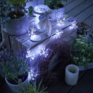 200 LED Lichterkette Weihnachten Sparkling Leuchtball 180cm lang Feuerwerk Pusteblume mit - Kaltweiß