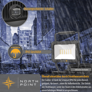 LED Blackline Baustrahler mit Standfuß - 30W