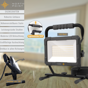 LED Blackline Baustrahler mit Standfuß - 100W