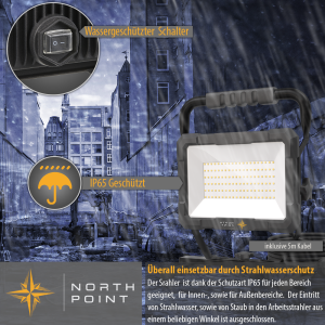 LED Blackline Baustrahler mit Standfuß - 100W