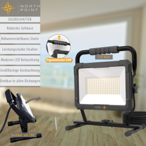 LED Blackline Baustrahler mit Standfuß - 150W
