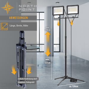 LED Blackline Doppelbaustrahler mit Stativ - 2x150W