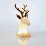 LED Polyresin Figur Rentier Kopf Gold/Weiß mit integrierter warmweißer Lampe Dekoration Ambiente