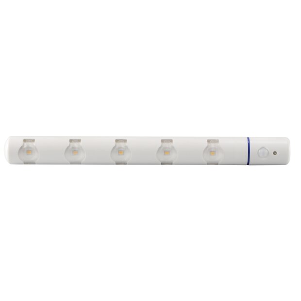 LED Batterie Sensorleiste mit Bewegungsmelder, 25cm, 160° drehbarer Bewegungsmelder, 5 schöne