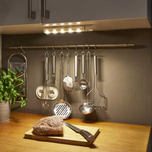 LED Batterie Sensorleiste mit Bewegungsmelder, 25cm, 160° drehbarer Bewegungsmelder, 5 schöne