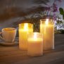 Northpoint LED Echtwachs Kerzen 3er-Set in Weiß Batteriebetrieben
