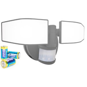 LED Strahler Batterie 2 Fluter-Köpfe Bewegungsmelder...