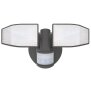 LED Strahler Batterie 2 Fluter-Köpfe Bewegungsmelder Schwenkbar 400 Lumen Grau