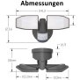LED Strahler Batterie 2 Fluter-Köpfe Bewegungsmelder Schwenkbar 400 Lumen Grau