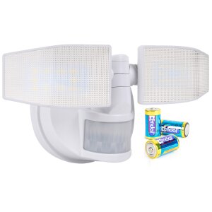LED Strahler Batterie 2 Fluter-Köpfe Bewegungsmelder...