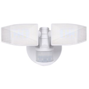LED Strahler Batterie 2 Fluter-Köpfe Bewegungsmelder Schwenkbar 400 Lumen Weiß