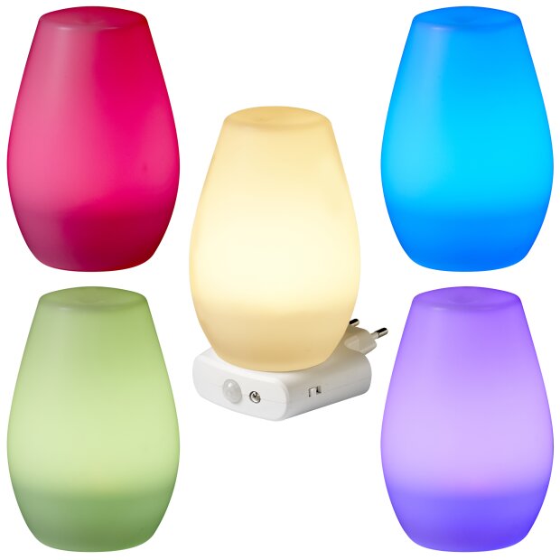 LED Steckdosen Nachtlicht Taschenlampe Weiß RGB Bunt Wandleuchte Bewegungsmelder - Oval