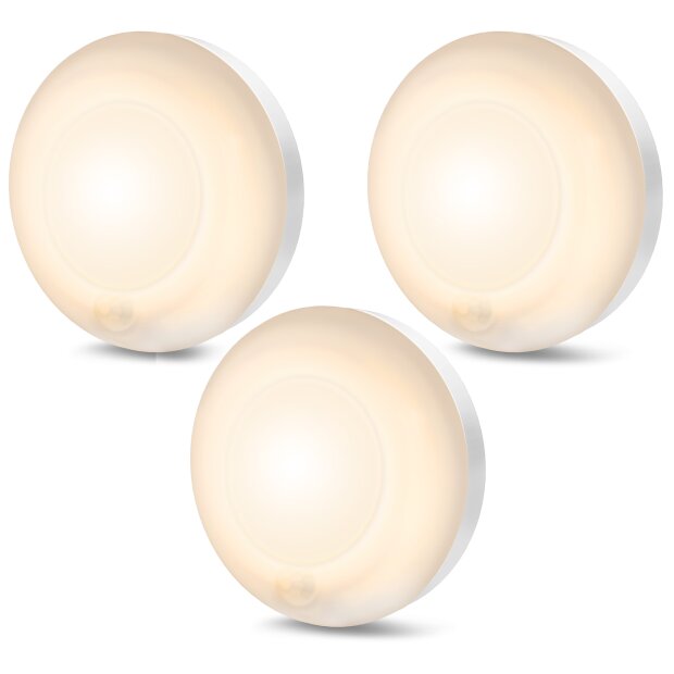 LED Spot Batterie Bewegungsmelder 3er-Set warmweiß 3000K mit 30s Timer für Innen & Außen