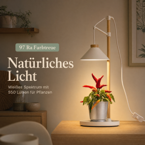 LED Pflanzenleuchte Kräutergarten aus Echtholz 9W 550 Lumen Höhenverstellbar Timer