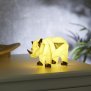 LED Porzellanfiguren Origami Design Warmweißes Licht und Timer batteriebetrieben Nashorn Farbig
