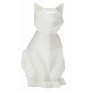 LED Porzellanfiguren Origami Design Warmweißes Licht und Timer batteriebetrieben Katze Weiß