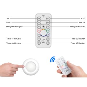 3er-Set LED Spot mit Fernbedienung batteriebetrieben, Farbwechsel & Timer für Innen/Außen - Smart