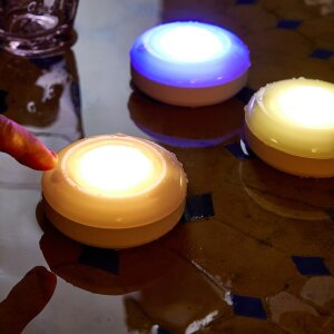 3er-Set LED Spot mit Fernbedienung batteriebetrieben, Farbwechsel & Timer für Innen/Außen - Smart