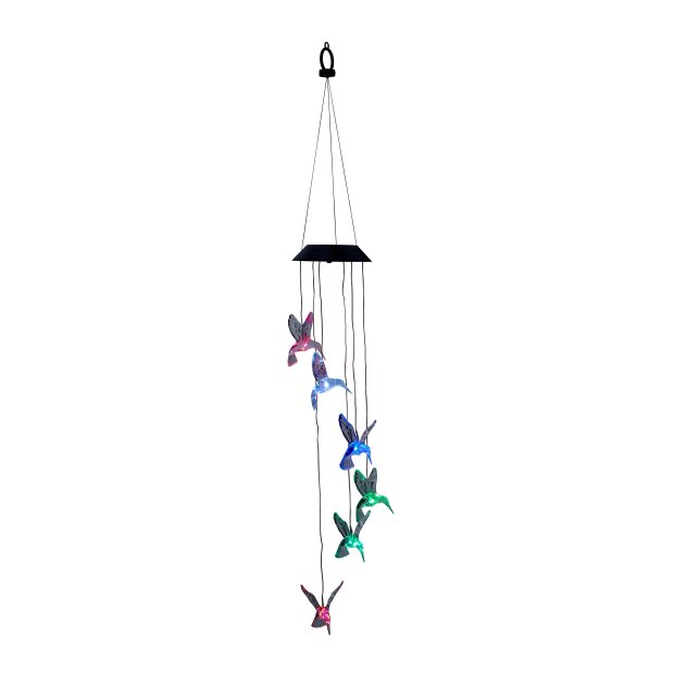 LED Solar Windspiel Kolibri RGB Farbdurchlauf für Außen mit Dämmerungssensor 8 Stunden Akkulaufzeit