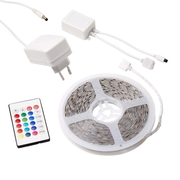LED Streifen Band 5m 180 LEDs 20W RGB-Warmweißes Licht kürzbar mit In