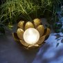 Northpoint Dekorative Solar Lotus Wasserlilie aus Metall mit Glaskugel warmweißes Licht - Bruchglasoptik (D x H) 28 x 12 cm Groß Braun