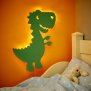 LED Kinderzimmer Nachtlicht Wandleuchte Wandlicht für Kinder Schlummerlicht aus Holz Batteriebetrieben T-Rex