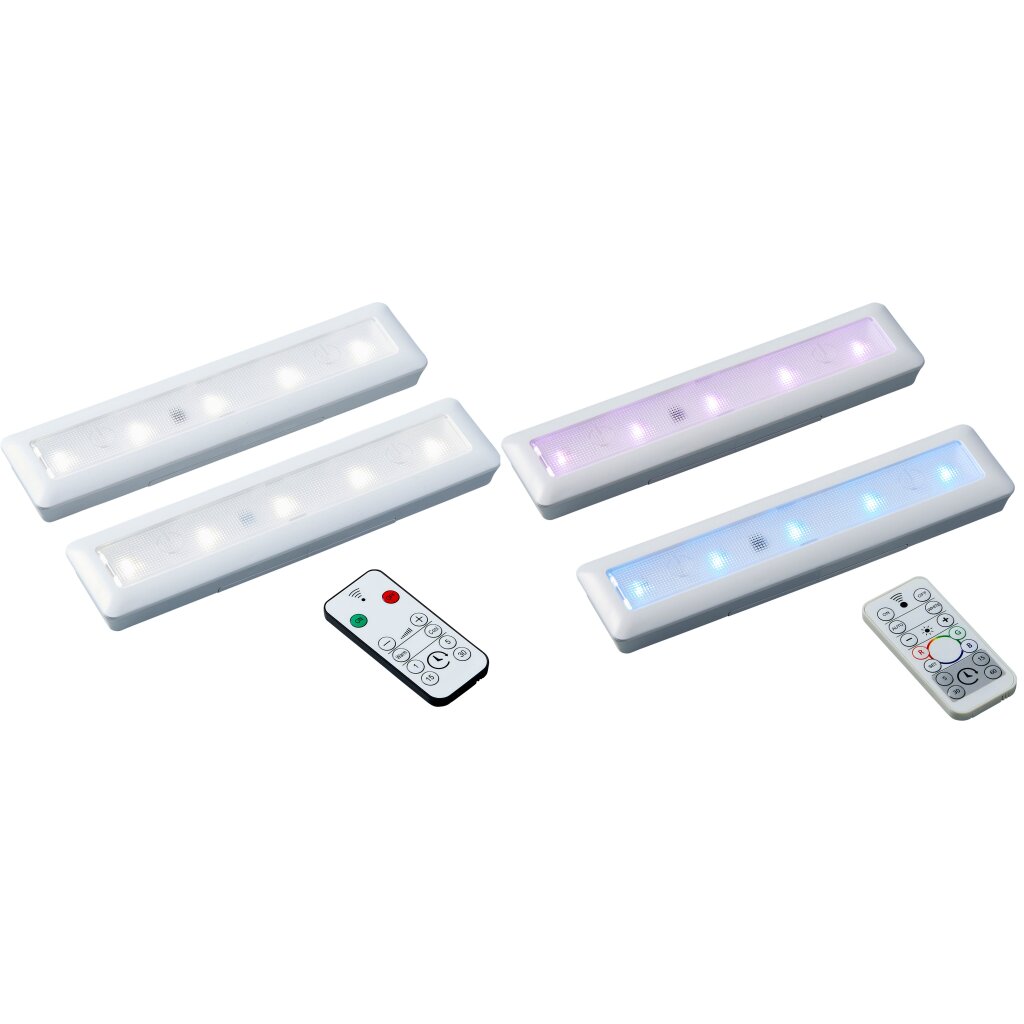 LED Batterie Beleuchtungsschiene Lichtleiste 23cm Spot 2er-Set RGB Ne