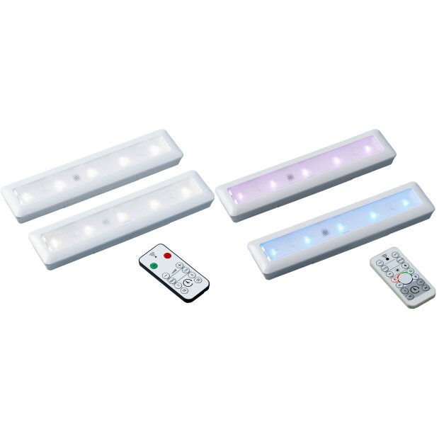 LED Batterie Beleuchtungsschiene Lichtleiste 23cm Spot 2er-Set RGB Neutralweiß mit Touch Knopf und
