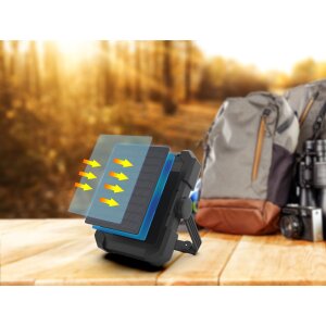 Solar Akku Outdoor Arbeitsleuchte Schwarz Campingleuchte mit Powerbank Funktion 10000mAh wasserfest