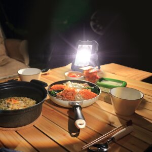Solar Akku Outdoor Arbeitsleuchte Schwarz Campingleuchte mit Powerbank Funktion 10000mAh wasserfest