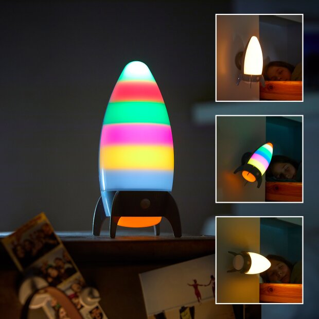 LED Nachtlicht für Kinder mit Bewegungsmelder Schlummerleuchte Farbwechsel Rakete