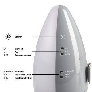 LED Nachtlicht für Kinder mit Bewegungsmelder Schlummerleuchte Farbwechsel Rakete