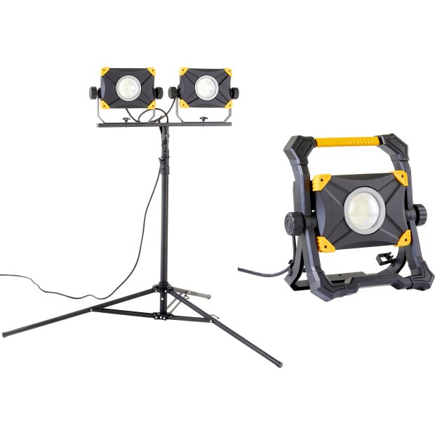 LED Baustrahler Arbeitsstrahler 100W / 200W 9000 / 18000 Lumen mit USB-Ausgang stufenlos dimmbar